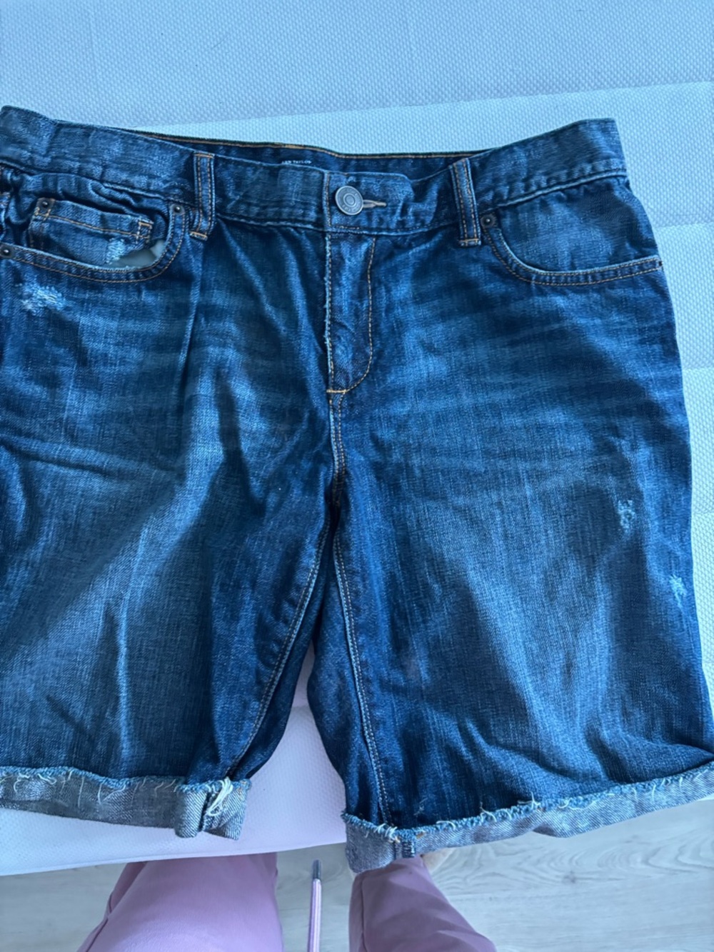 LOFT Dark Blue Rolled Cuff Denim Shorts